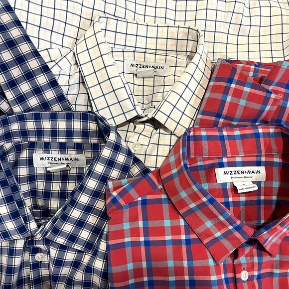 Mizzen+Main Men's lot of 3 plaid / checkered Performance Trim Fit l/s shirts XL - Picture 1 of 13